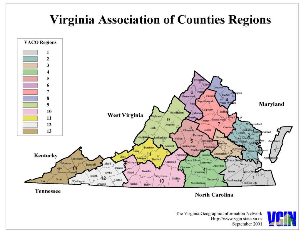 Virginia Counties Map - Regions - Altizer Law