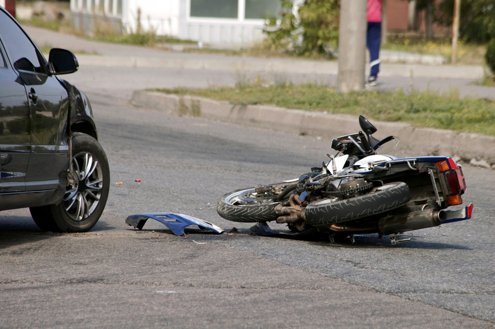 Motorcycle accident bike on ground