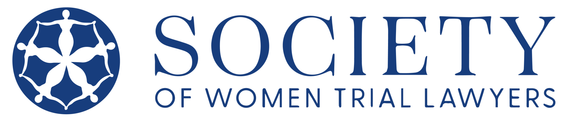 Logo for the Society of Women Trial Lawyers with stylized figures forming a circle on the left and the organization name in large text on the right.